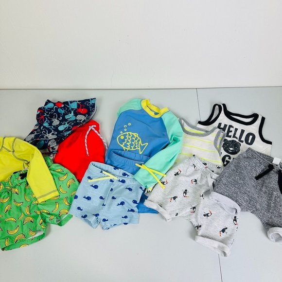H&M Boys 18-24m Bundle 11pc Summer Vacation Swimming Swimsuit - Picture 1 of 10